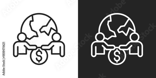 global Icon In Black And White Line Style