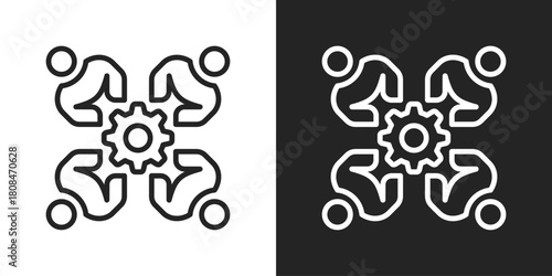 cooperation Icon In Black And White Line Style