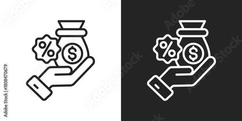 commission Icon In Black And White Line Style