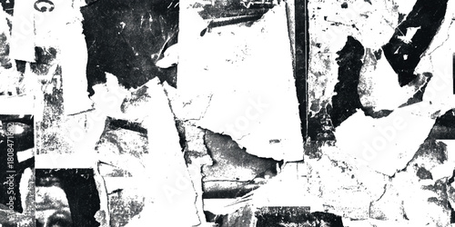 Papercut grunge abstract background vector torn ripped paper texture overlay and distressed collage effect on transparent background.