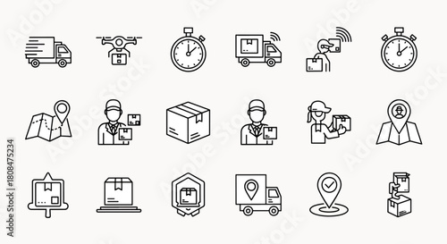 Delivery service icons set logistics transportation shipping and cargo vector icons for web and mobile app design
