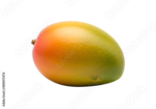 A vibrant ripe mango with a gradient of colors isolated on transparent background