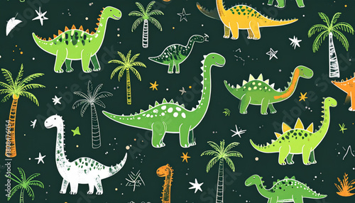 Childlike Chalk Dinosaur Doodles for Kids’ Science Flyer