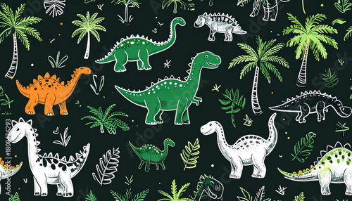 Childlike Chalk Dinosaur Doodles for Kids’ Science Flyer