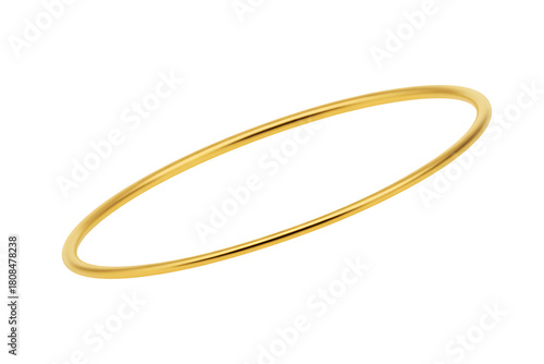 Thin gold bangle bracelet isolated on transparent background