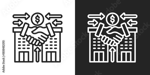Acquisition Icon In Black And White Line Style