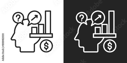 Growth Mindset Icon In Black And White Line Style