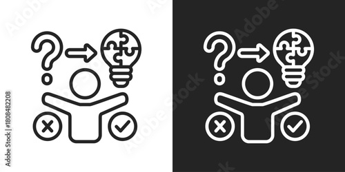 Problem Solving Icon In Black And White Line Style