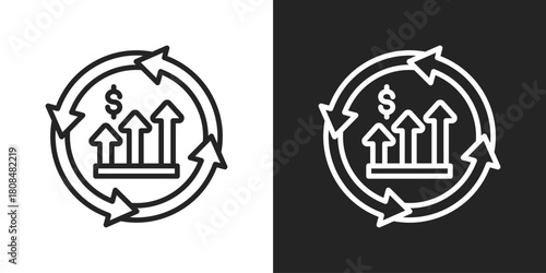 Continuous Improvement Icon In Black And White Line Style