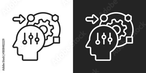 Adaptability Icon In Black And White Line Style