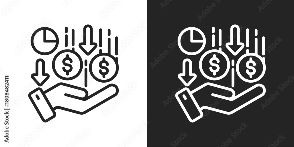 Fototapeta premium Dividend Icon In Black And White Line Style