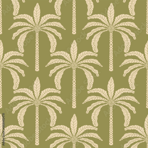 Seamless Tropical Palm Tree Pattern