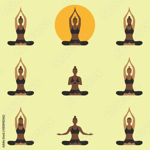 International Yoga Day Meditation Vector Illustration,
Person Meditating on Green Lotus Flower Background,Mindfulness and Yoga Practice Flat Vector Design,Wellness and Meditation Concept fo.