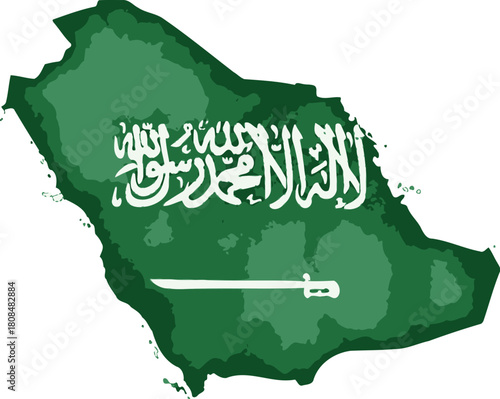 Saudi Arabia Map with Flag Elements, a Celebration of National Identity