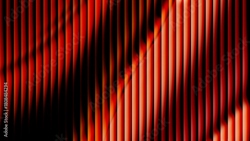 Abstract red and black vertical lines create a modern texture