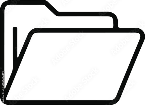 Minimalist folder icon for digital file organization, Simple black outline folder icon representing digital files and organization, ideal for illustrating storage, data management, directories, or us
