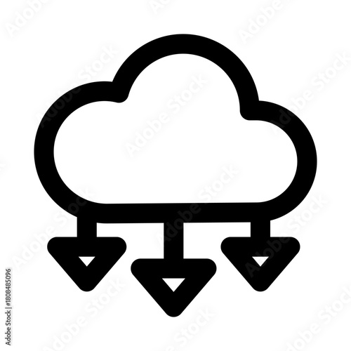 Cloud download icon. Modern line icon design with professional minimal vector styling crafted for data transfer, storage, syncing, backup, and digital access concepts