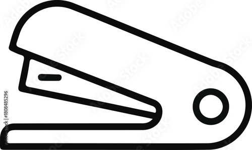 Stapler Line Icon for Office Use, Minimalist black line illustration of a stapler, ideal for office, stationery, productivity, and organizational design or search queries.

