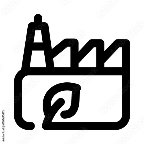 Eco factory icon. Modern line icon design with professional minimal vector styling crafted for sustainability, green energy, industry and environment concepts