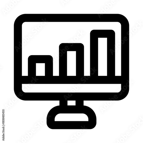 Online report graph chart. Modern line icon design with professional minimal vector style crafted for analytics, metrics, insights and digital business reporting
