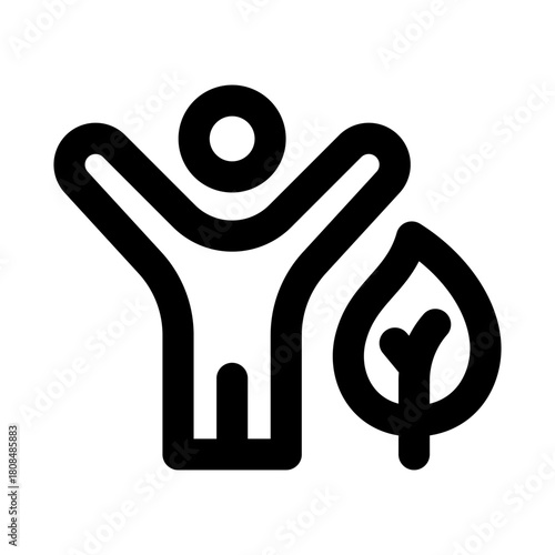 Eco volunteer icon. Modern line icon design with professional minimal vector styling crafted for environmental volunteering, sustainability, community, and green initiatives concepts