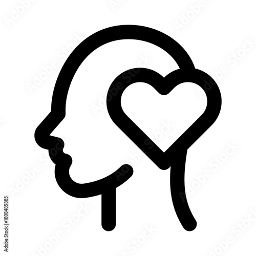 Head with hearts icon. Modern line icon design with professional minimal vector styling crafted for love, emotion, care, affection, and mental wellness concepts