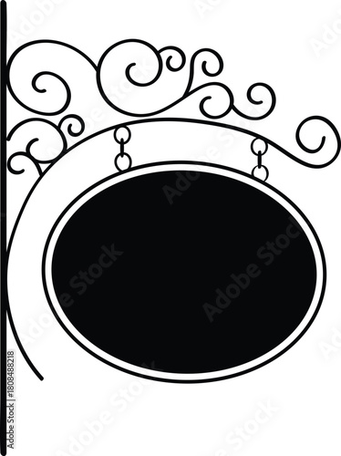 Vintage Wrought Iron Scroll Bracket Hanging Sign Template