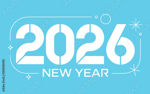 Celebrate the New Year with a vibrant 2026 graphic design, perfect for holiday greetings and festive promotions with a modern flair