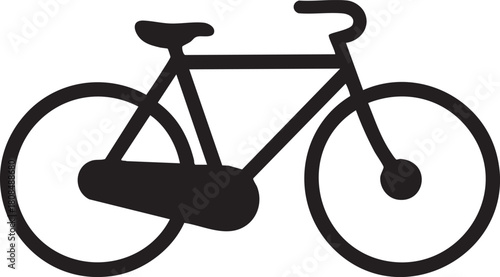 A simple black bicycle silhouette showcases ecological transport on a transparent background