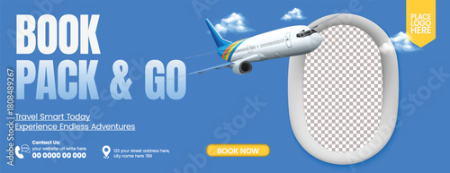 travelling agency business horizontal banner for travel agency social media cover, holiday tour marketing, tour promotion, online ticket booking, hotel resort deals, and professional advertisement