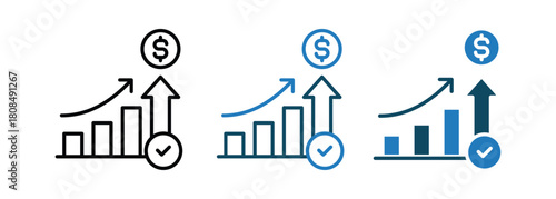 Financial Success Diagram icon line vector