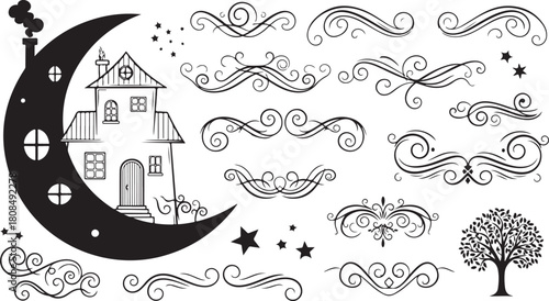 set of hand drawn illustrations