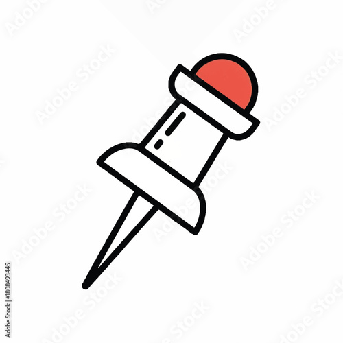 Essential stationery item, a vibrant red-headed pushpin for organizing thoughts, securing documents, and highlighting key points on various surfaces
