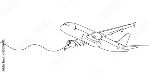 A single continuous line of an airplane, vector illustrator