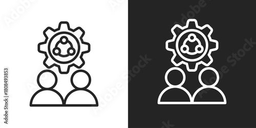 Employee Growth Icon In Black And White Line Style