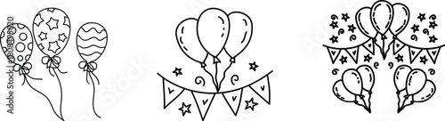 Firework confetti icon set holiday party confetti icon set silhouette Festive confetti burst set isolated on white background. Vector illustration of hand drawn firework explosion effect, firecracker