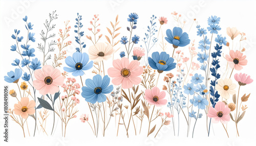 Delicate Ink Wildflower Doodles for Floral Shop Promotion