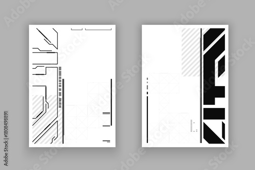 Modern black and white template for flyer, poster, book cover or magazine. Banner background design element.