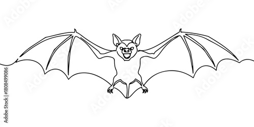 A single continuous line of bats, vector illustrator