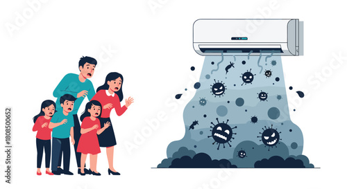 Family scared as air conditioner blows out dust and viruses.