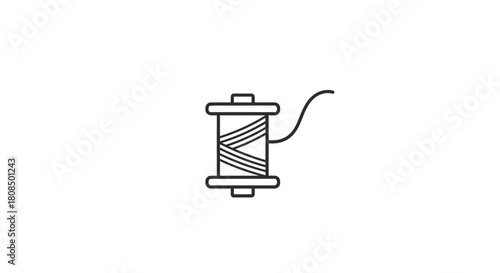 Line art thread spool icon, Simple sewing supply outline, Minimalist craft and tailoring logo