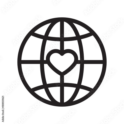 Line Icon – Global Heart Reaction