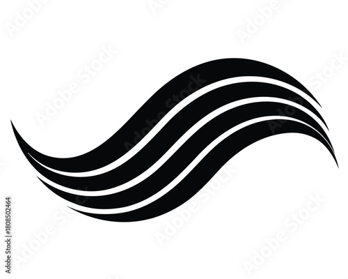 Abstract black wave isolated on white background for decoration