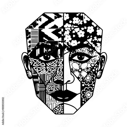 Abstract Mosaic Face A Kaleidoscope of Intricate Patterns and Artistic Expression