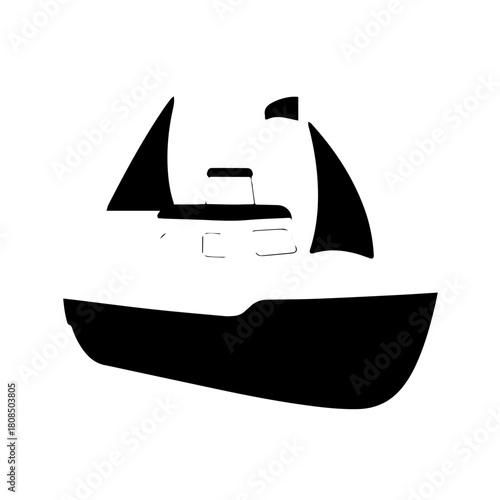 A Silhouetted Motor Yacht Under Sail