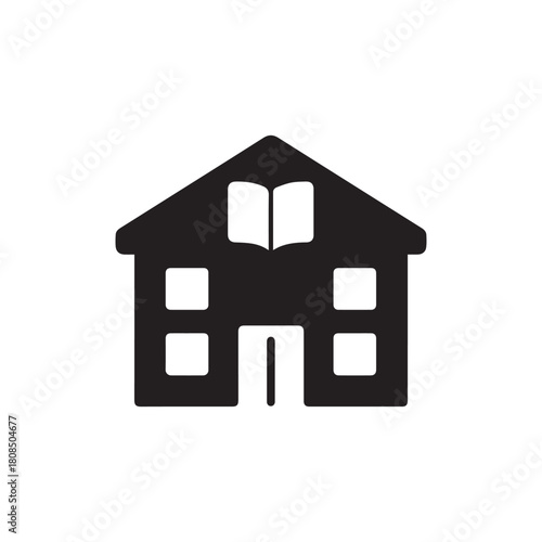 Minimal Black Library Building Icon for Education, Books, Reading, UI, App, Map, and Public Services