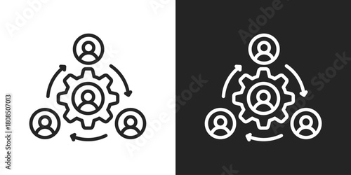 Outsourcing Icon In Black And White Line Style