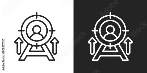 Target Market Icon In Black And White Line Style