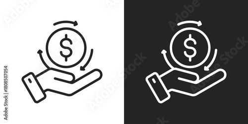 Roi Icon In Black And White Line Style