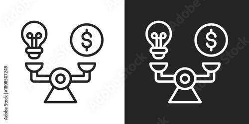 Break Even Point Icon In Black And White Line Style